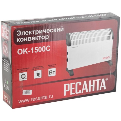 Конвектор РЕСАНТА ОК-1500С (стич) [67/4/7] 1,5 кВт., напряжение сети 220-230 В, 50 Гц }